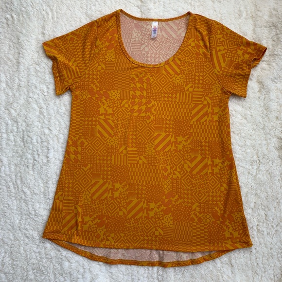 Lularoe Classic Tee Geometric Dark Orange Yellow M - Picture 3 of 7